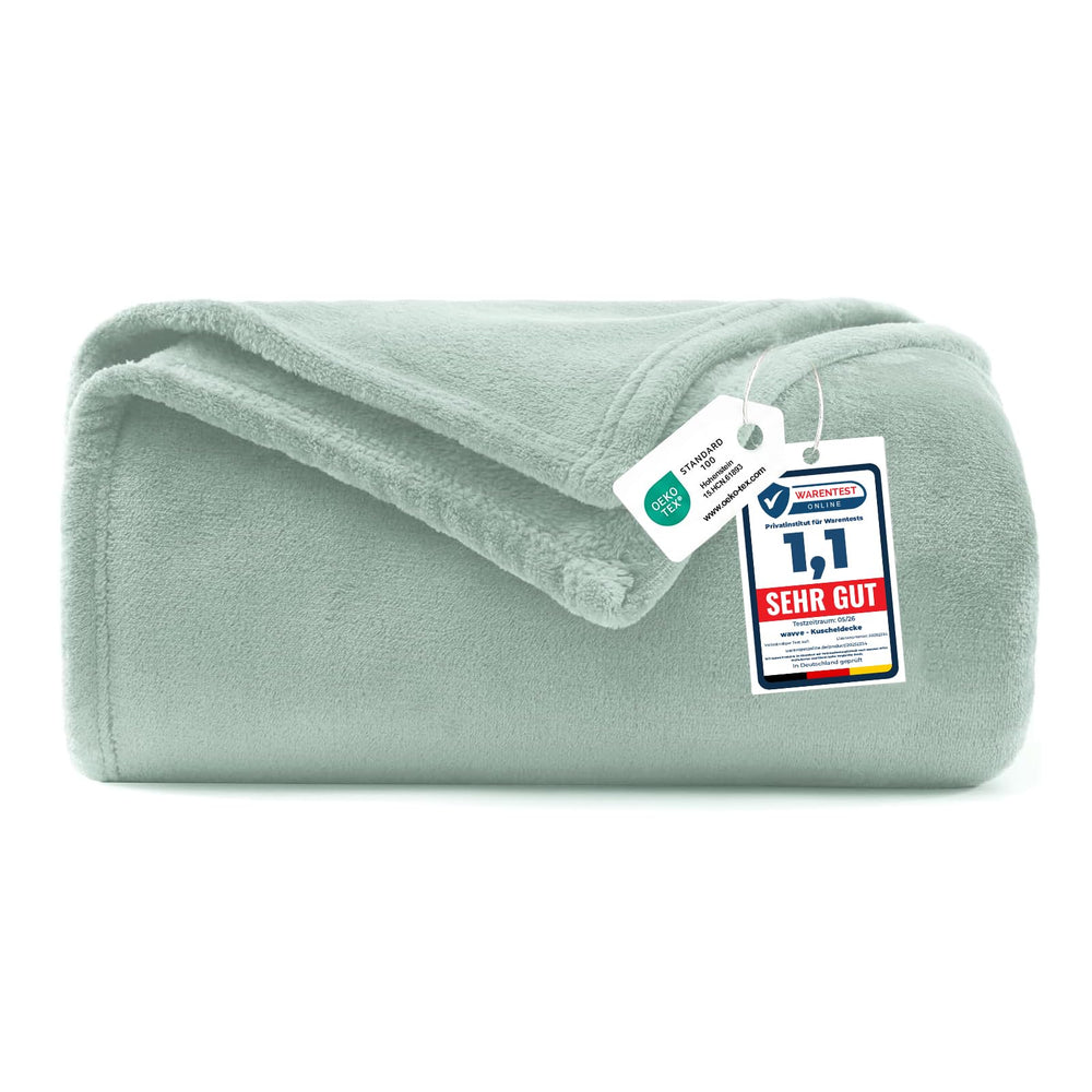 WAVVE Kuscheldecke Flauschig Decke Tagesdecke 150x200 - Sofadecke Grau