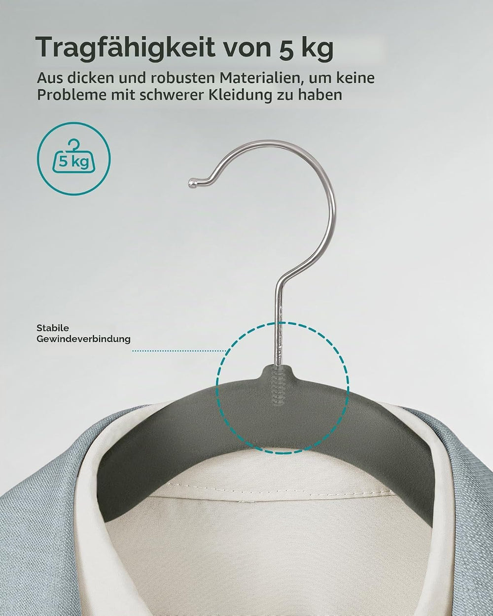 SONGMICS Kleiderbügel Samt, 20er Set, 42 cm breit, dünn, gut belastbar