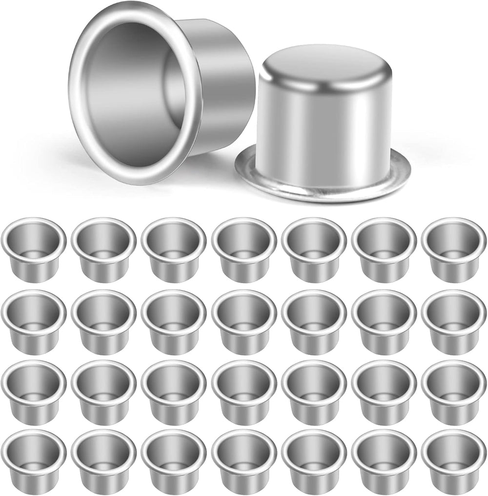 AOMIG Kerzenhalter für Stabkerzen, 30 Stück Kerzenhalter Metall Klein, Kerzenhalter Teelichter, Kerzeneinsatz Tafelkerzen, Kerzenhalter für Baumkerzen, Stabkerzenhalter Deko, Kerzenleuchter Silber