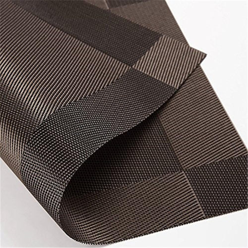 Platzdeckchen Rutschfest Abwaschbar Tischmatten aus PVC Abgrifffeste Hitzebeständig Tischsets Schmutzabweisend, 6er Set Platzsets, 30x45cm, Braun