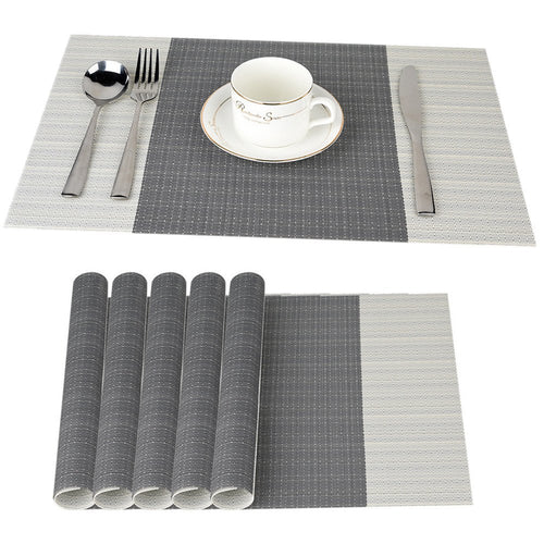 Platzdeckchen Rutschfest Abwaschbar Tischmatten aus PVC Abgrifffeste Hitzebeständig Tischsets Schmutzabweisend, 6er Set Platzsets, 30x45cm, Braun