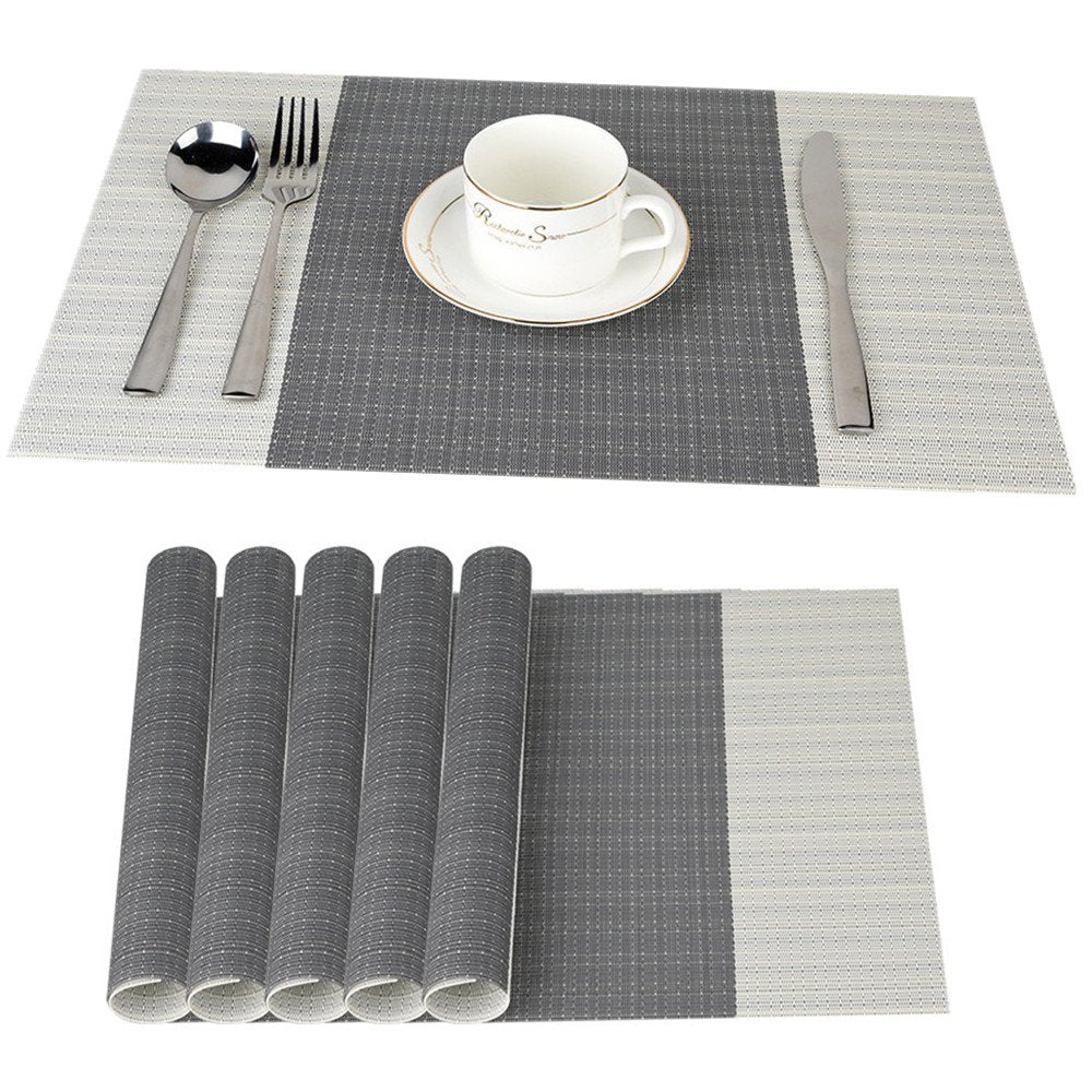 6er Set Platzsets 30x45cm Platzdeckchen Rutschfest Abwaschbar Tischmatten PVC Abgrifffeste Hitzebeständig Tischsets, Platz-Matten für küche