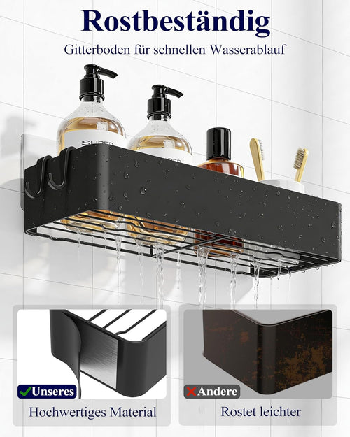 Kitsure Duschablage ohne Bohren, Badezimmer organizer, Large, Schwarz