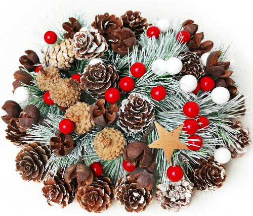 Adventskranz Deko,100 pcs Weihnachtskranz Deko,Adventskranz Selber Basteln,Deko Für adventskranz,Weihnachtsgesteck Deko,Weihnachtsdeko Basteln,Tannenzapfen Deko
