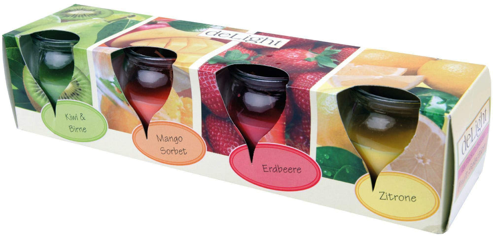Duftkerzen im Glas, 4 Stück, süß & winterlich, für Weihnachten