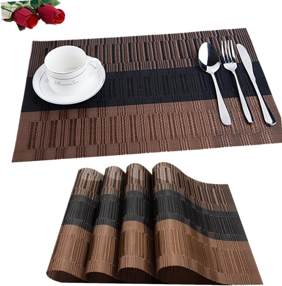 6er Set Platzsets 30x45cm Platzdeckchen Rutschfest Abwaschbar Tischmatten PVC Abgrifffeste Hitzebeständig Tischsets, Platz-Matten für küche