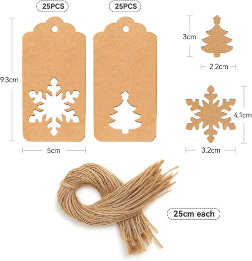 Geschenkanhänger, 50 Stück, blanko, braun, Papieranhänger mit Schnur, 5 x 9,3 cm, für Weihnachten, Hochzeit, Geburtstag, Kraftpapier, Farbe