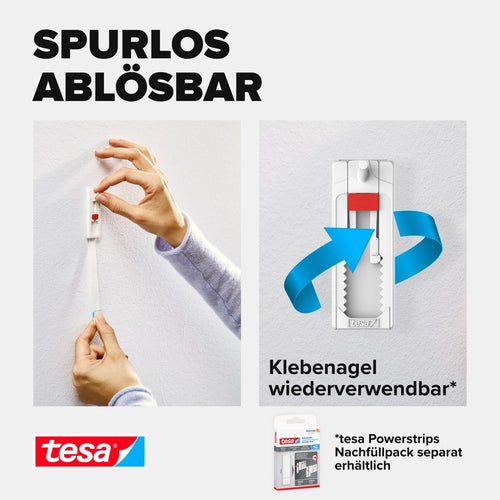 tesa Klebenagel für Tapete & Putz, verstellbar - 4 Nägel inkl. tesa Strips