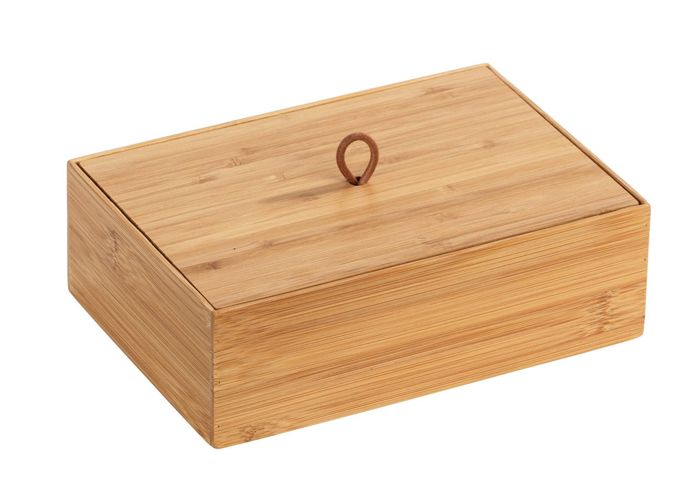 WENKO Box aus Bambus mit 3 Fächern für Schminkutensilien & Schmuck