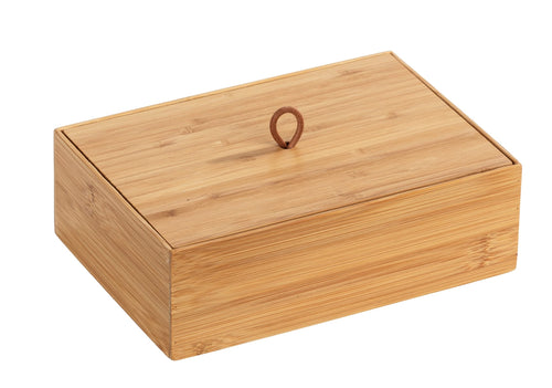 WENKO Box aus Bambus mit 3 Fächern für Schminkutensilien & Schmuck