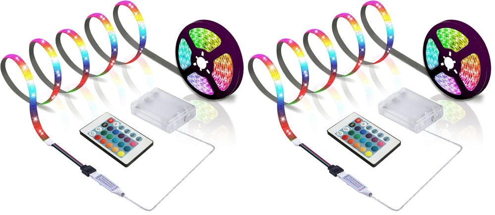 ACONDE LED Streifen mit 24 Tasten Fernbedienung, 2m Batteriebetriebene Lichtbänder für Party und DIY Dekoration