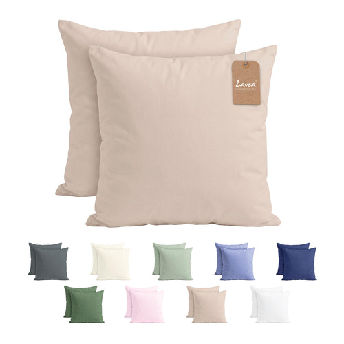 Lavea® 2er Set Kissenbezug - 40x40 - Eukalyptus