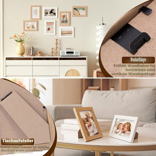 2 Stück  Bilderrahmen 10x15cm Weiß Fotorahmen mit Organischem Glas