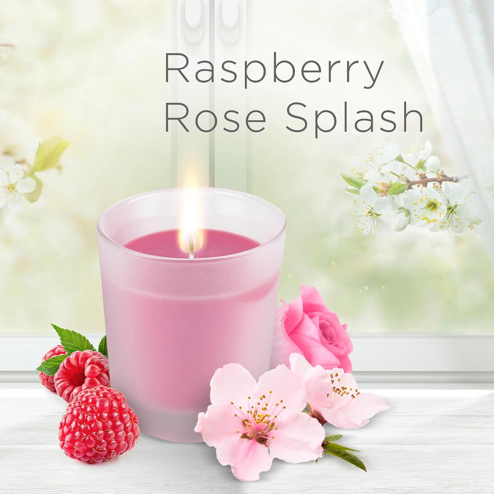 Air Wick Wohlfühl-Duftkerze DUO im Glas – Duft: Raspberry Rose Splash – Enthält natürliche ätherische Öle – Duftkerzenset mit je 2 Kerzen