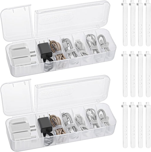 Kabel Organizer Box mit Fächern, 2 Stück