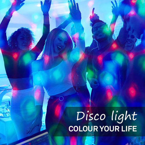 BRILONER - LED Discokugel E27 mit buntem RGB Licht, rotierendes Licht, Leuchtmittel, Discolicht Partylicht, Party Deko Geburtstag, Partybeleuchtung, Lampe, Glühbirne, LED Birne, 12,9x7,3 cm, Klar