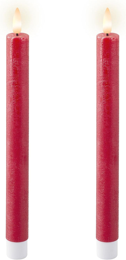 LED Spitzkerzen aus Wachs, rot, 24,5 cm, 2er Set