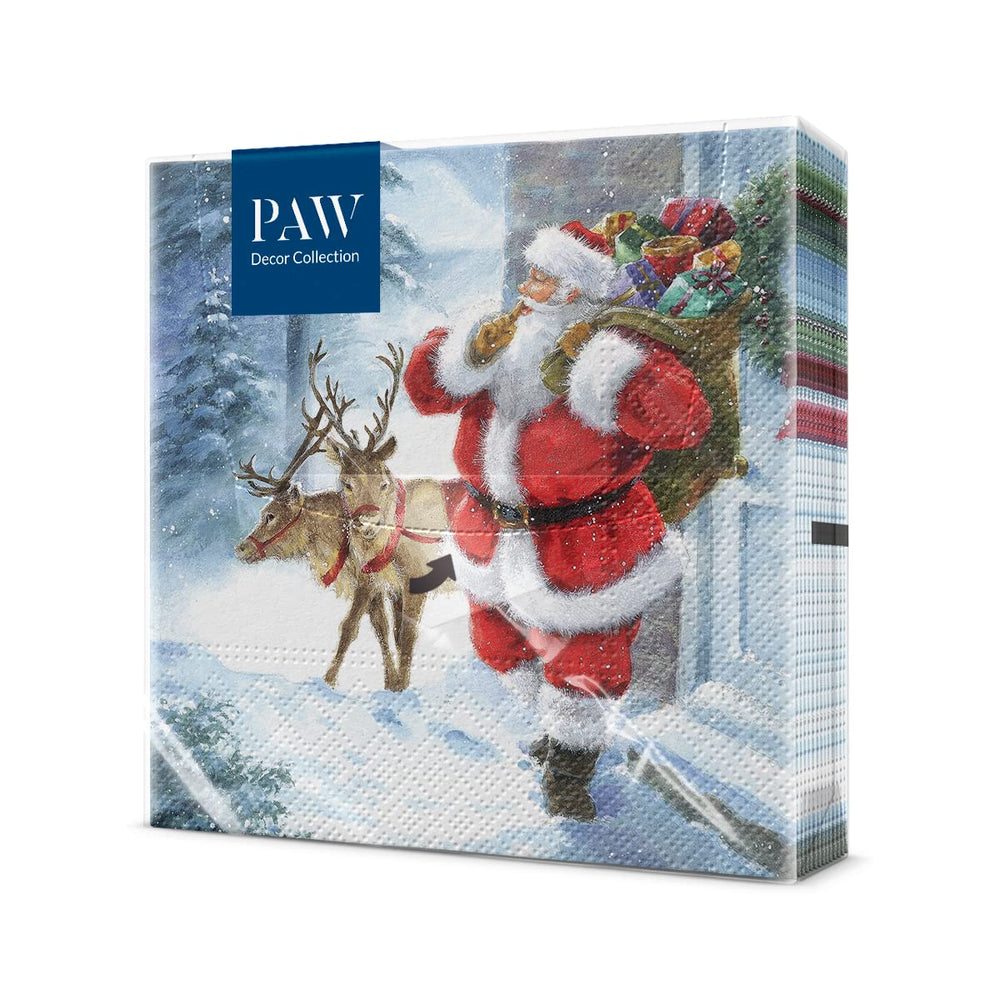 PAW Servietten 33 x 33 cm, 20 Stück - Weihnachtsschneeflocken Hellrot