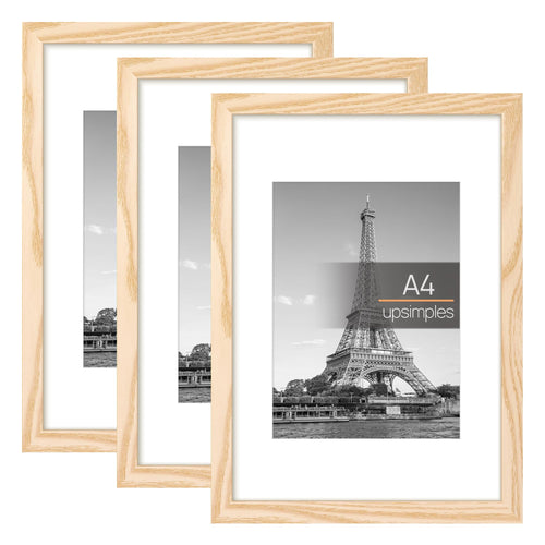 upsimples 3 Pack Bilderrahmen A4, Bilderrahmen Kinderzeichnungen A4，Picture Frame Schwarz für Fotos, Bilder, Poster