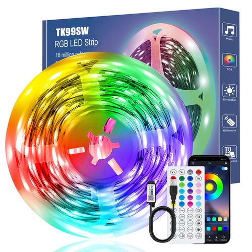 LED Strip 3m, USB RGB Streifen Mit App Fernbedienung, Music Sync Steuerbar Timer Einstellung, Band Selbstklebend Beleuchtung Lichter Verstellbare Helligkeiten Farbwechsel Für Tv/Schlafzimmer/Party