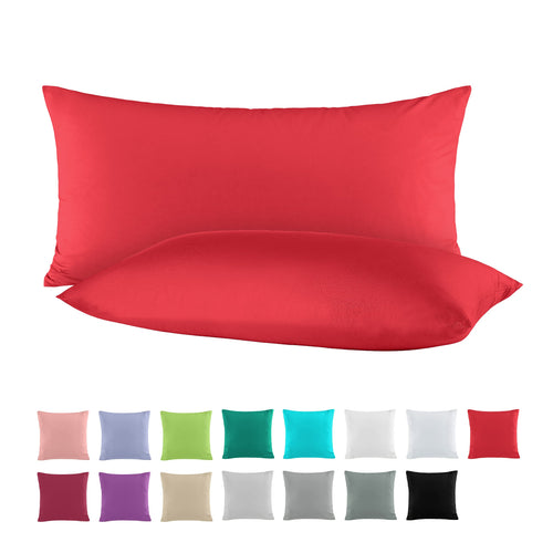 BaSaTex Baumwolle Renforcé Kissenbezug, 2er Pack, 40x40 cm, Bordeaux