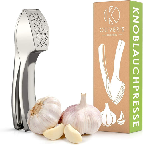 Oliver's Kitchen Knoblauchpresse + Schäler & Bürste - Leicht zu Reinigen