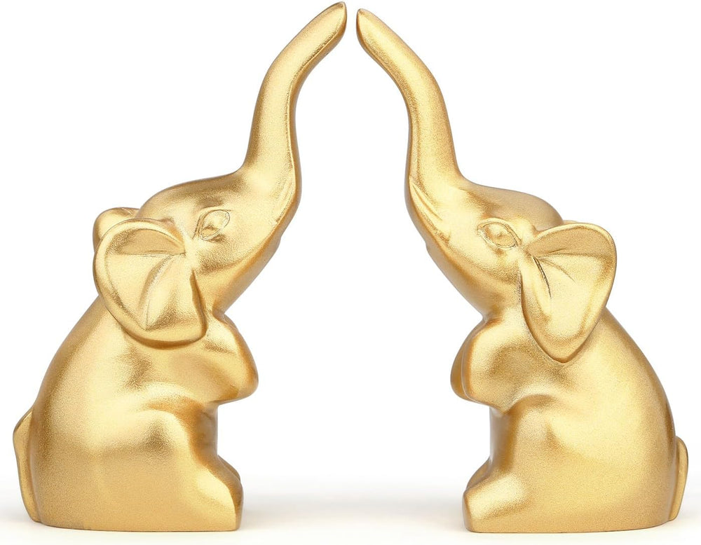 2 Stück Gold Elefant Deko Schwarz, Elefanten Deko Wohnzimmer