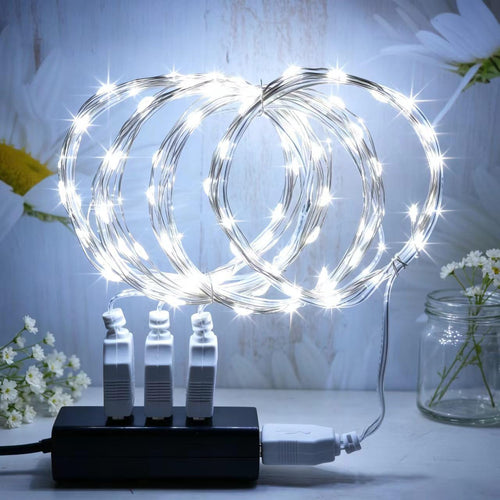 2 Stück LED Lichterkette, 20LED 2M / 6.6Ft USB lichterkette außen/innen Wasserdichte für Schlafzimmer, Hof, Hochzeit, Weihnachten, DIY etc (Warmweiß)
