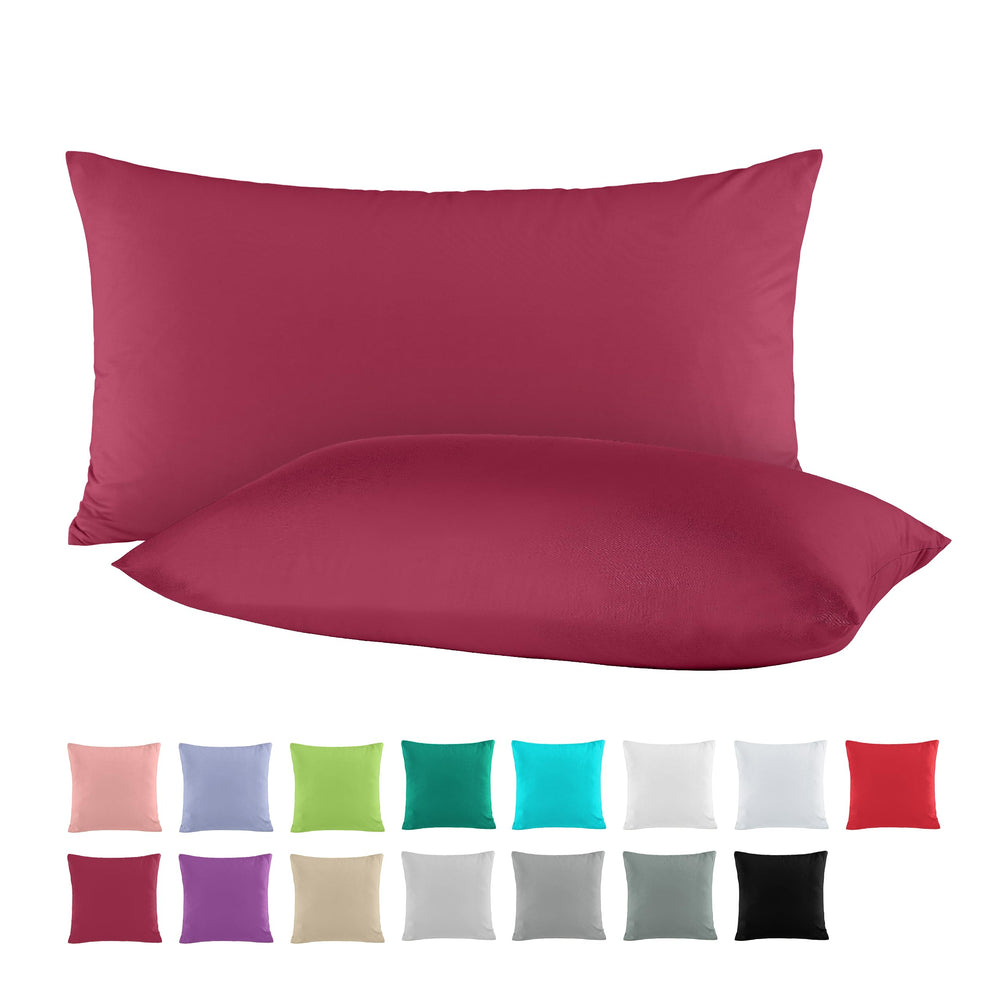 BaSaTex Baumwolle Renforcé Kissenbezug, 2er Pack, 40x40 cm, Bordeaux