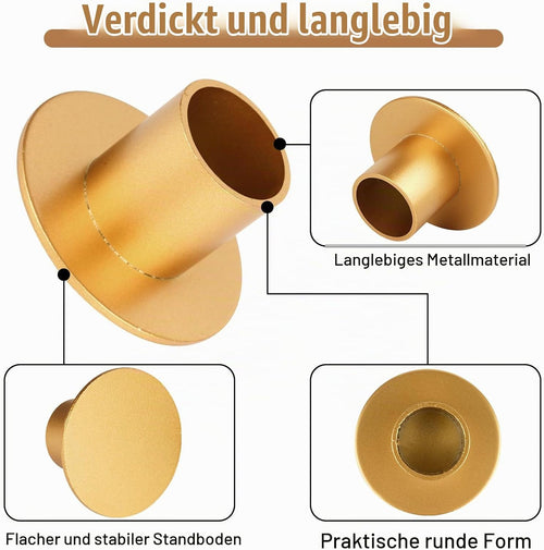 4Pcs Kerzenständer, Gold Kerzenhalter Stabkerzen,Metall Candles Holders