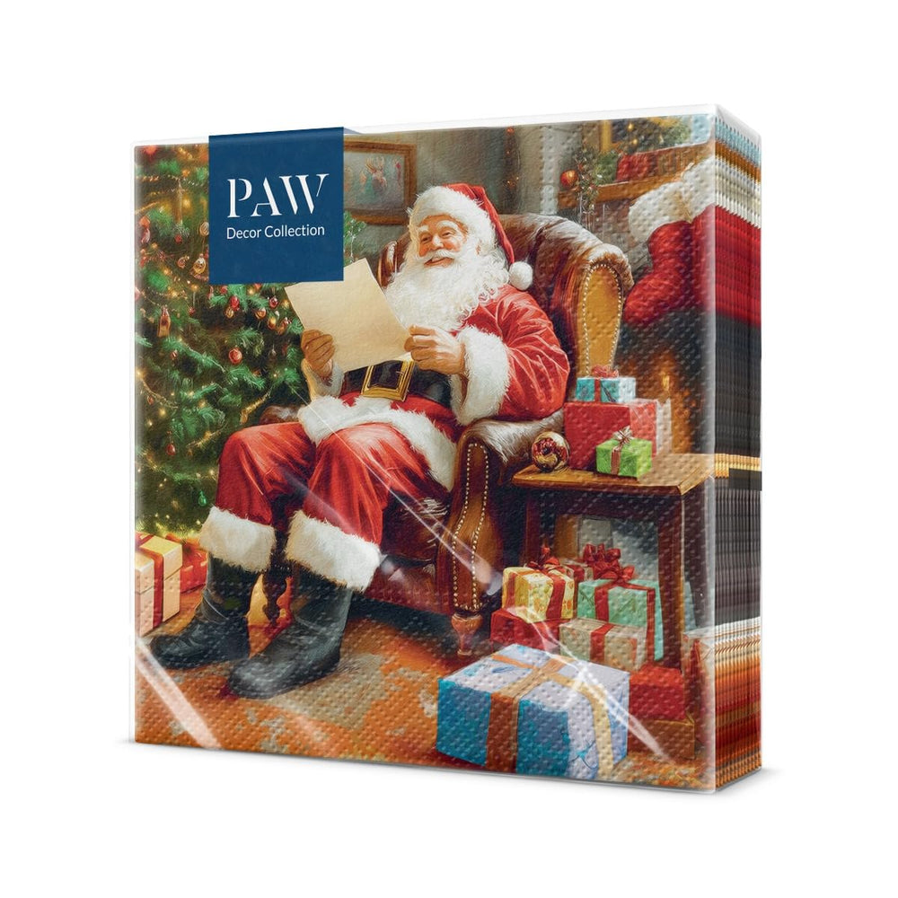 PAW Servietten 33 x 33 cm, 20 Stück - Weihnachtsschneeflocken Hellrot