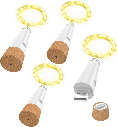 Lichterkette, USB Wiederaufladbare Weinflaschenlichter mit Korken, 2024 Version USB Lichterkette für Party Weihnachten