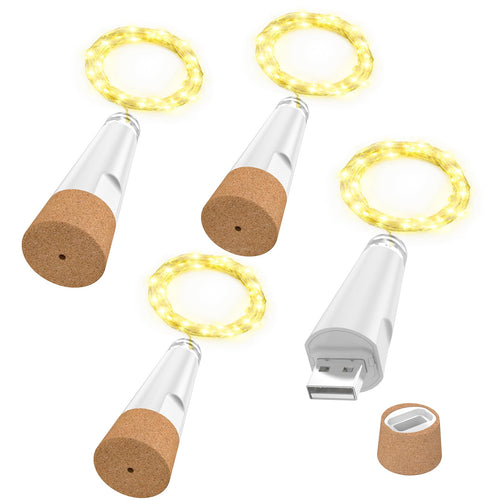 Lichterkette, USB Wiederaufladbare Weinflaschenlichter mit Korken, 2024 Version USB Lichterkette für Party Weihnachten