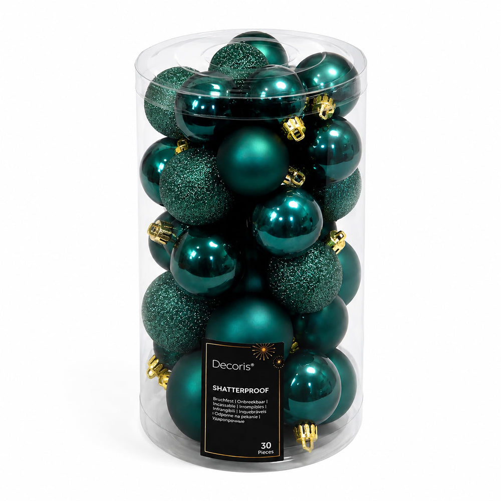 Kaemingk Weihnachtskugeln Kunststoff 4-6cm Mix 30er Set - bruchsichere Christbaumkugeln Weihnachtsbaumkugeln für Weihnachten - Christbaumschmuck & Weihnachtsbaumschmuck - Rosmarin