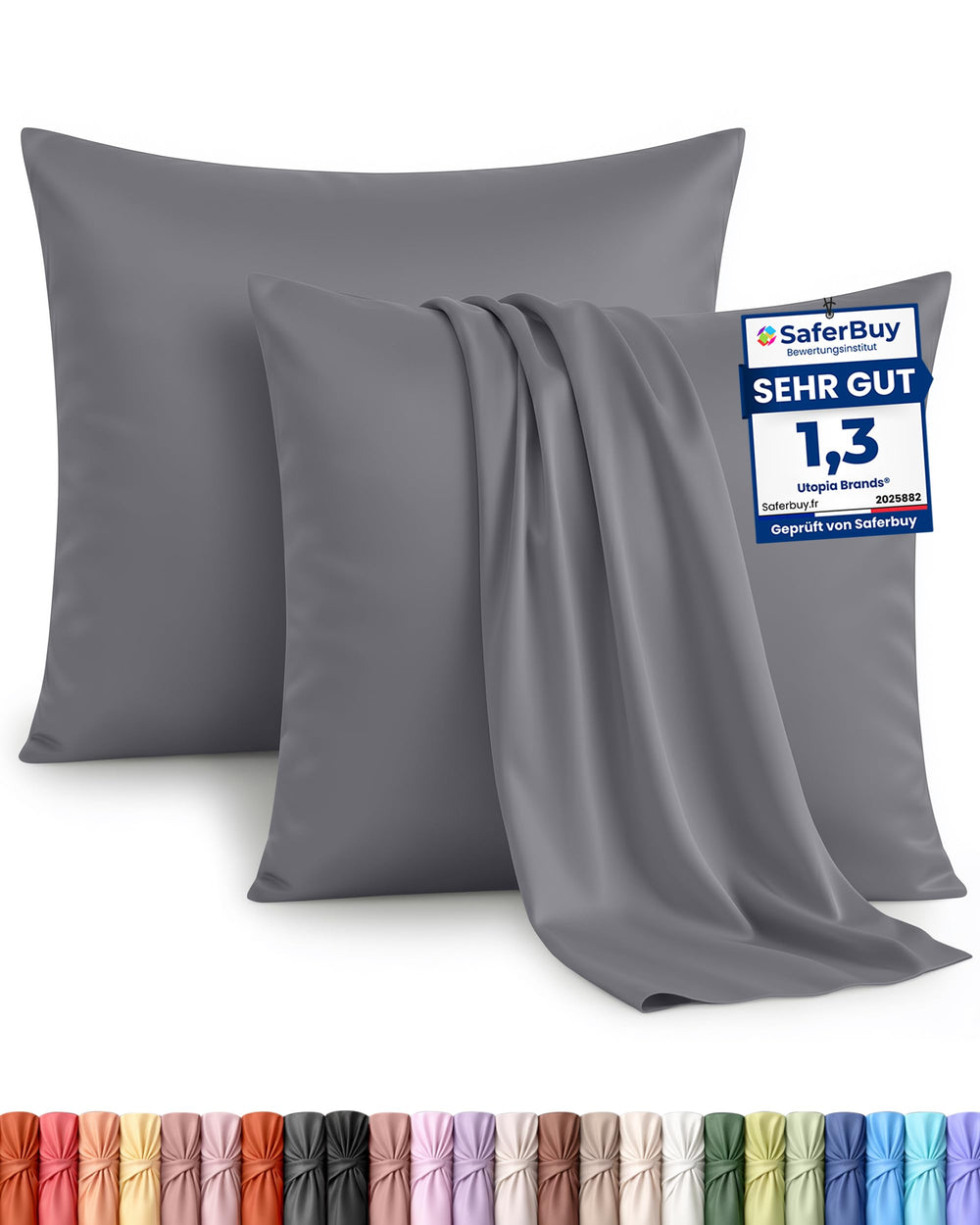 Utopia Bedding Kissenbezug 40x40 4er Set , kopfkissenbezug 40x40 Grau