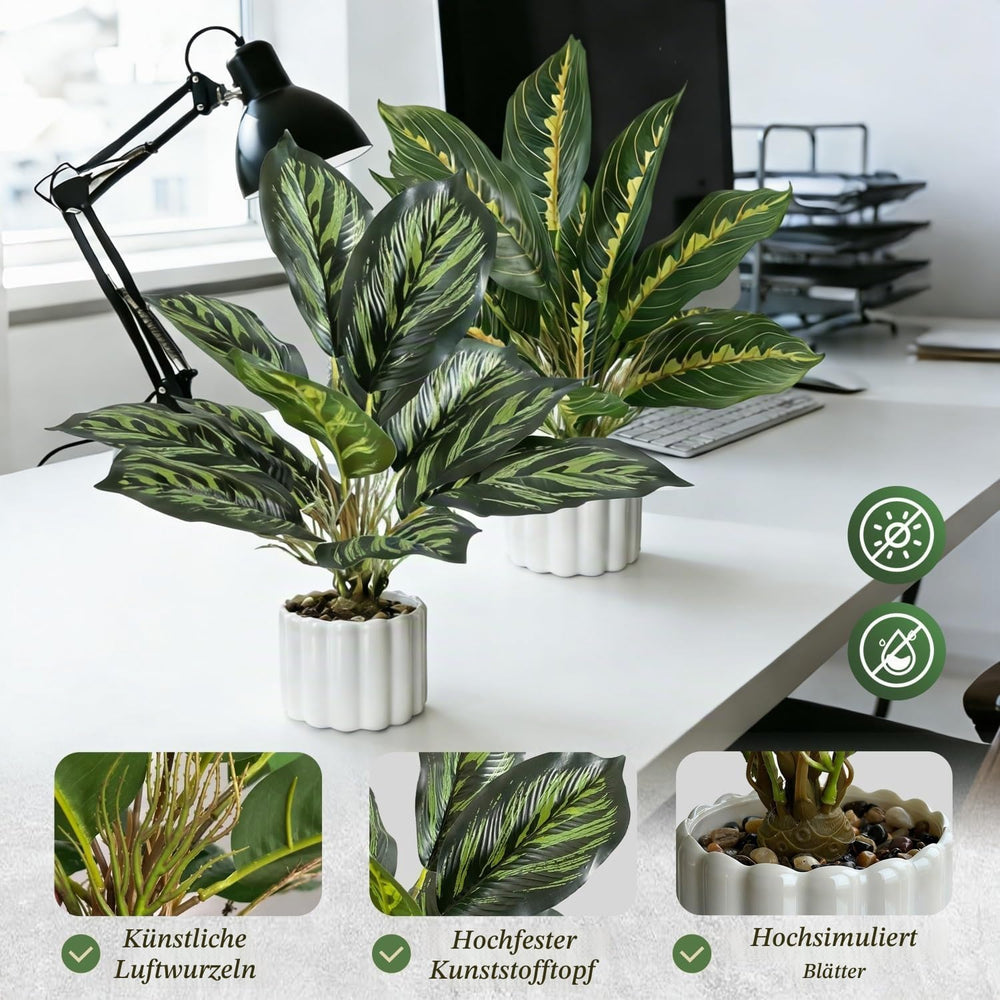 2 Stück Kunstpflanze Klein, für Deko Wohnzimmer Schlafzimmer, Home Decoration, Künstliche Pflanzen Wie Echt für Büro Schreibtisch Zimmer Badezimmer Deko, Fake Plant, Kunstpflanzen, Plastikpflanzen