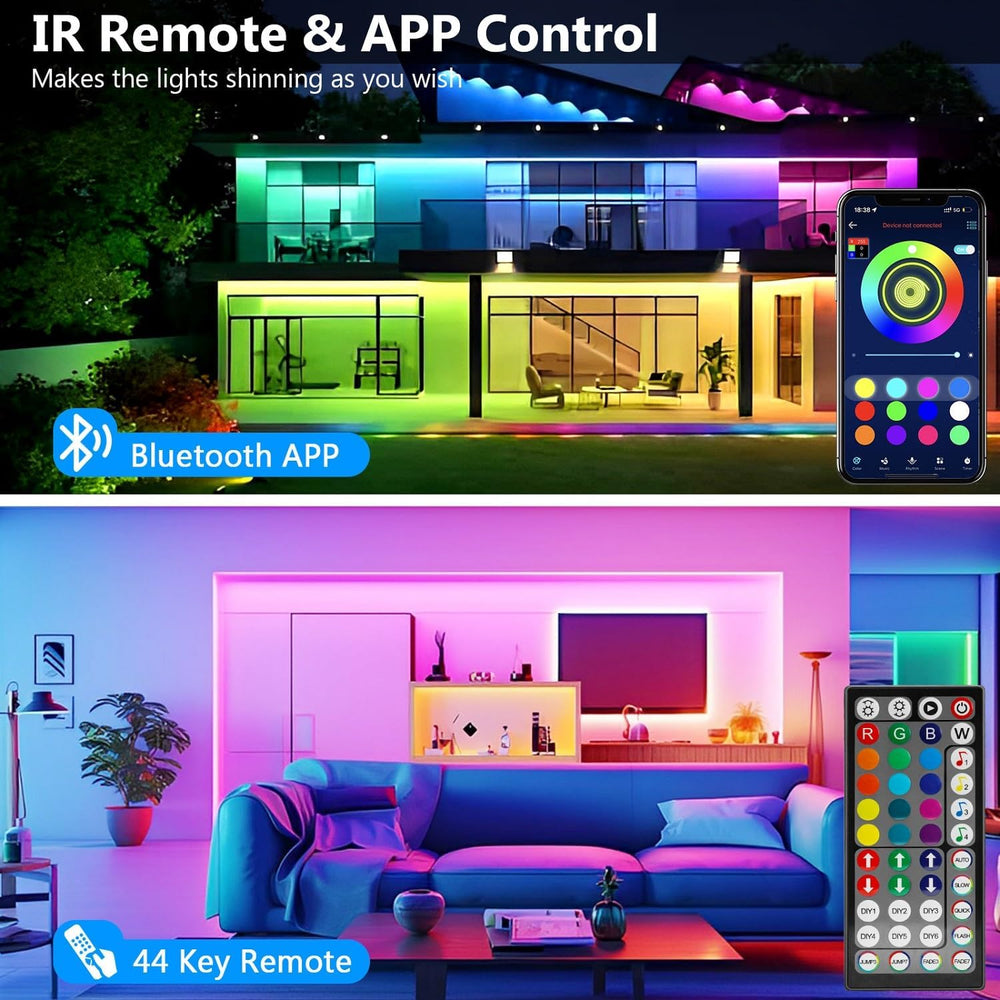 LED Strip 10m, LED Streifen Bluetooth RGB Led Band Selbstklebend mit Fernbedienung und APP. Musik Sync, Timer-Einstellung Dimmbar Led Stripes Lichterkette für Zimmer Partei deko