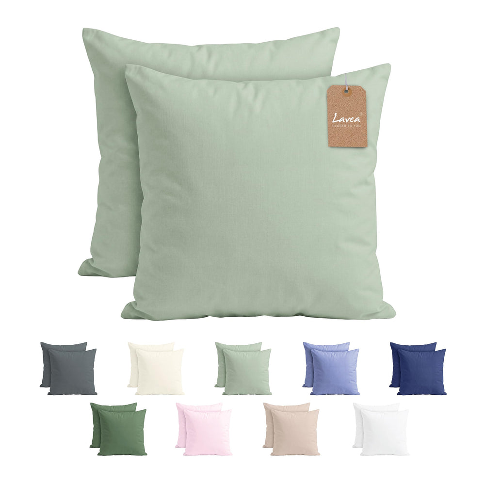 Lavea® 2er Set Kissenbezug - 40x40 - Eukalyptus