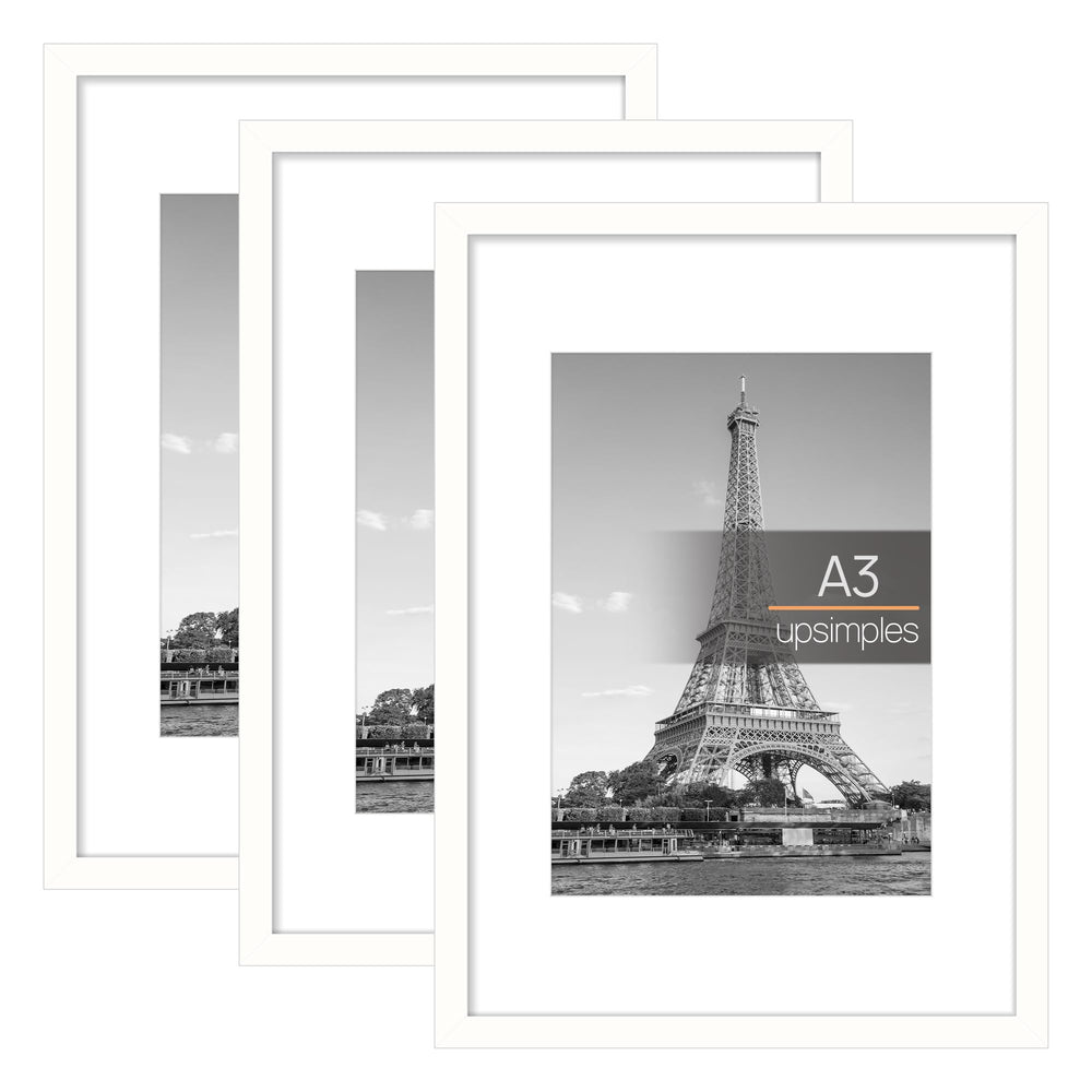 upsimples 3 Pack Bilderrahmen A4, Bilderrahmen Kinderzeichnungen A4，Picture Frame Schwarz für Fotos, Bilder, Poster