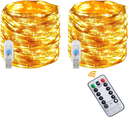 Vicloon LED Lichterkette USB, 2 Stück DIY kleine Lichterketten mit Fernbedienung,10m 100LED 8 Modi und Timer,LED Mini Lichterkette für Weihnachten, Schlafzimmer, Party,Hochzeit,Garten