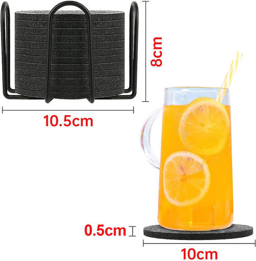 BOENFU Untersetzer Gläser Filz Untersetzer Rund 12er Set 10cm Bierdeckel Glasuntersetzer mit Halter für Getränke, Zuhause Restaurant Büro und Bar