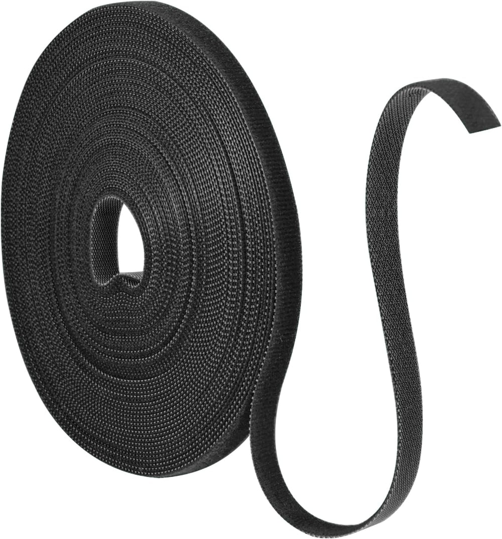 15m Klett Kabelbinder, 10 mm, Zuschneidbar, Klettband Schwarz