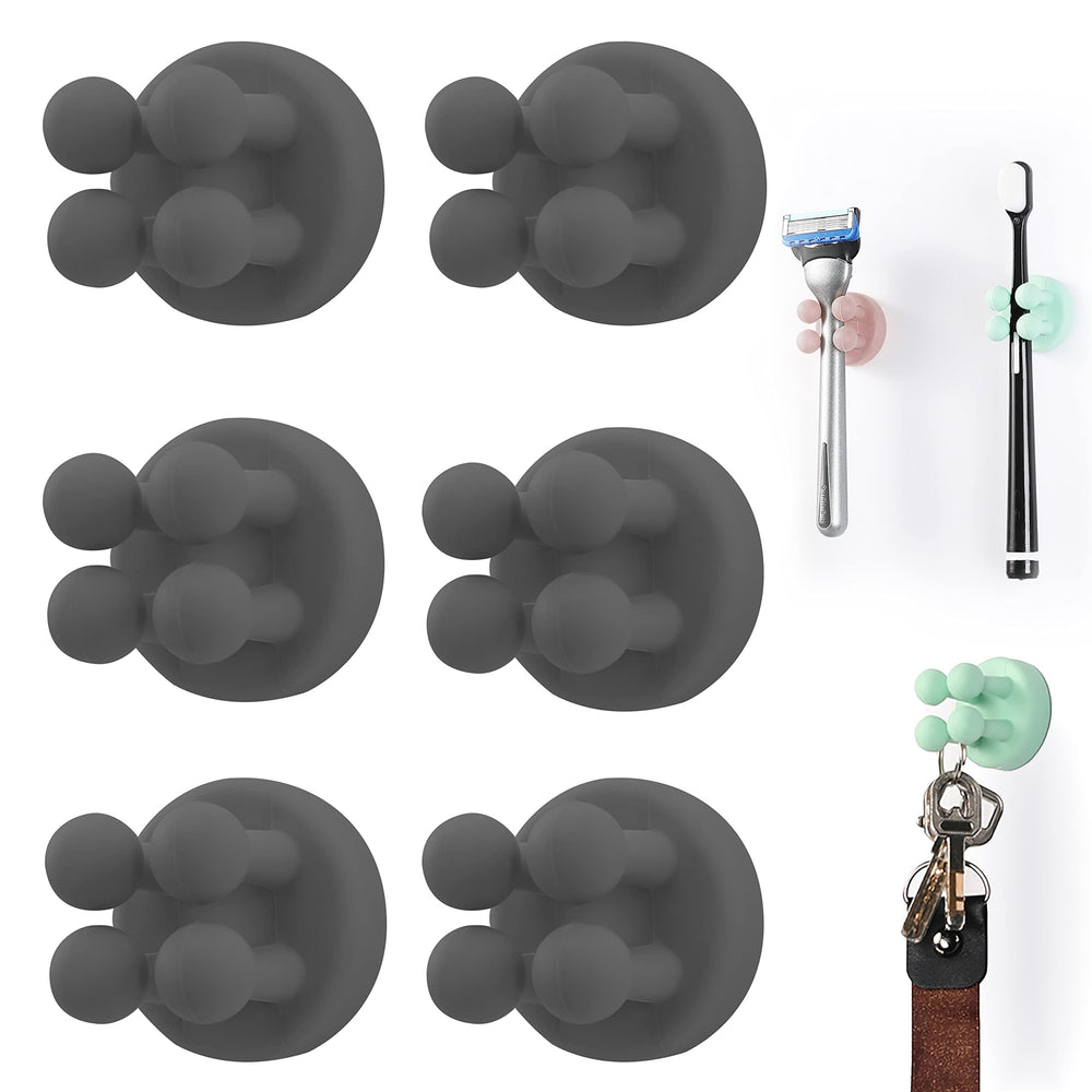 Zayin Silicone Toothbrush Zahnbürstenhalter Rasiererhalter Multifunktions-Haken Wasserdicht Selbstklebend Zahnbürstenhaken Stopfenhalter (4 Stück Schwarz, Weiß, Rosa, Grün)