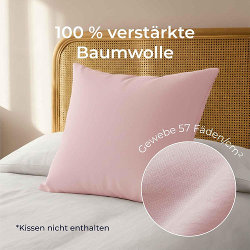Kissenbezug 40x40 Baumwolle Renforcé (2er-Set) - Rosa - Dicht gewebt mit 57 Fäden/cm² - 40x40cm Kissenbezug - Oeko Tex Zertifiziert - Dreamzie
