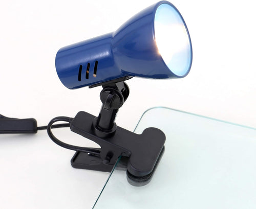 BRILONER - Schreibtischlampe mit Kabelschalter, schwenkbar, E14 Fassung, max. 40 Watt, Klemmlampe, Klemmleuchte, Nachttischlampe, Leselicht Kinder, Bürolampe, Leselampe Bett, 6,5x11,5x10,8 cm, Blau