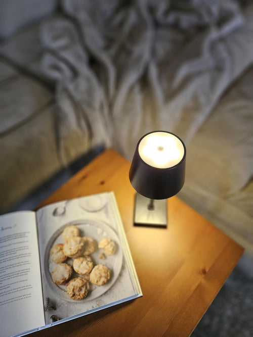 Meinposten Tischleuchte Touch dimmbar LED Lampe schwarz kabellos Höhe 26 cm