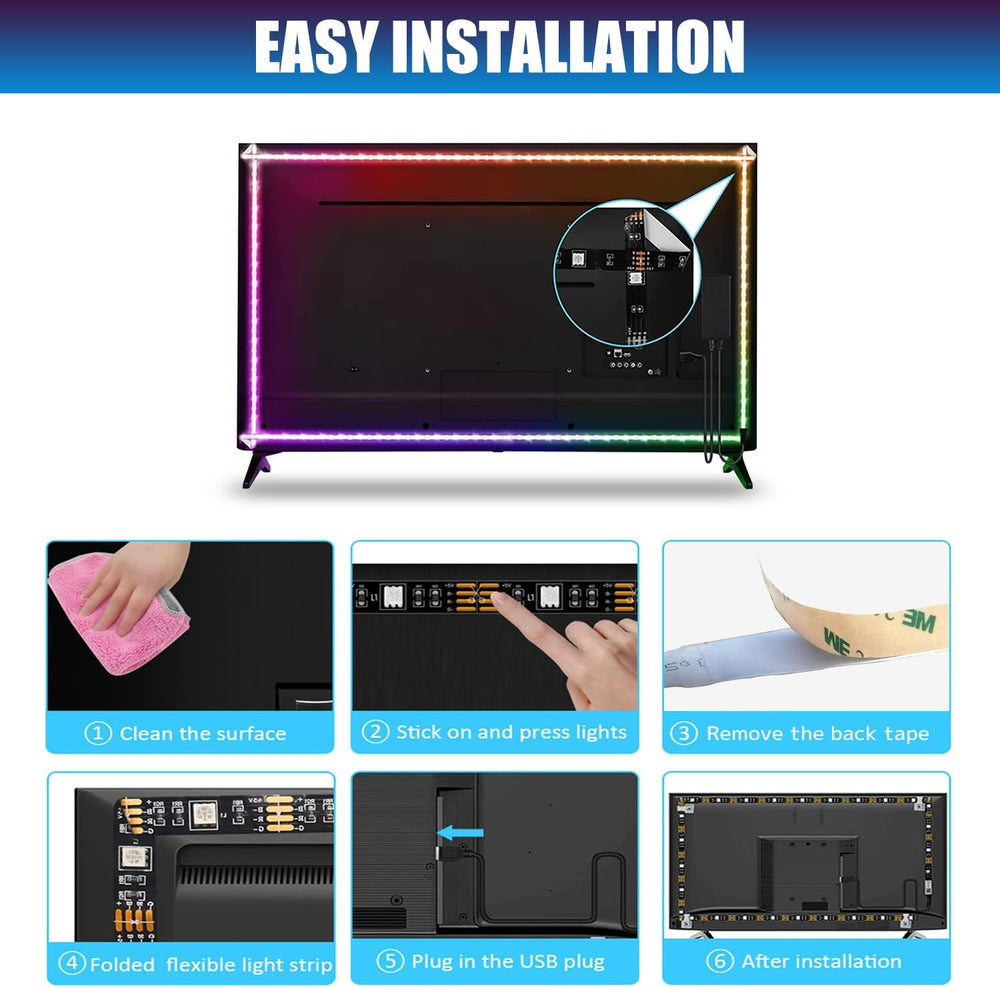 2M USB-LED-Lichtstreifen, DIY-Innendekoration, für TV-Hintergrundbeleuchtung, 16 Farben, 5050 LEDs, Fernbedienung mit 24 Tasten