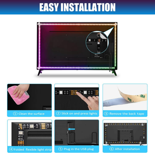 2M USB-LED-Lichtstreifen, DIY-Innendekoration, für TV-Hintergrundbeleuchtung, 16 Farben, 5050 LEDs, Fernbedienung mit 24 Tasten