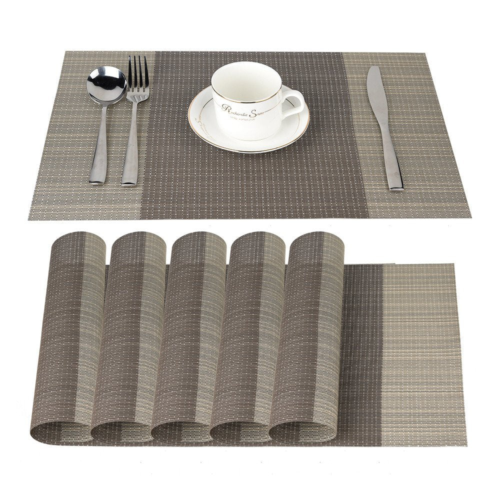 6er Set Platzsets 30x45cm Platzdeckchen Rutschfest Abwaschbar Tischmatten PVC Abgrifffeste Hitzebeständig Tischsets, Platz-Matten für küche