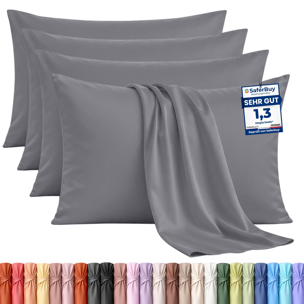 Utopia Bedding Kissenbezug 40x40 4er Set , kopfkissenbezug 40x40 Grau